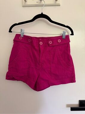Anthropologie Hot Pink High-Waist Button Shorts